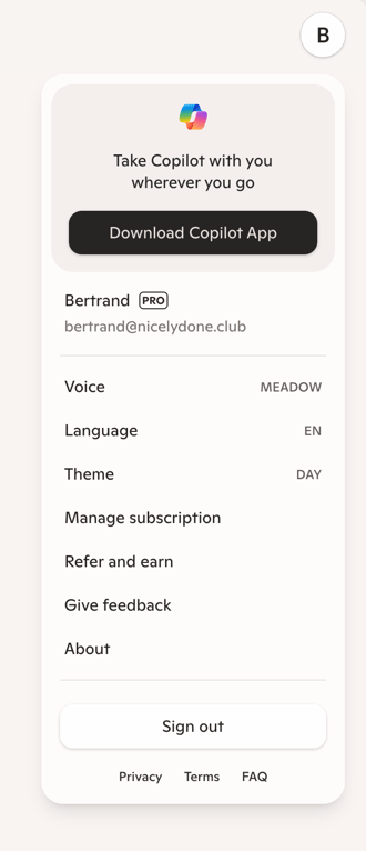 Copilot — Dropdown menu component