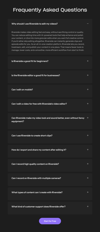 Riverside — FAQ component