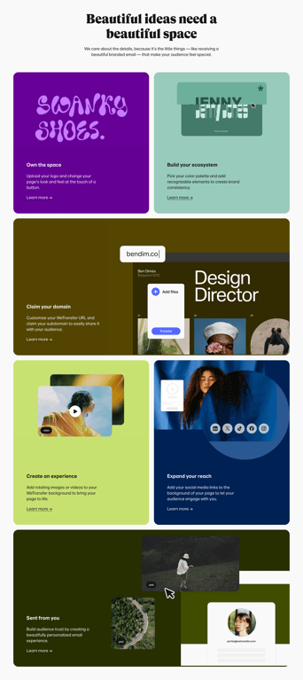 WeTransfer — Bento box component