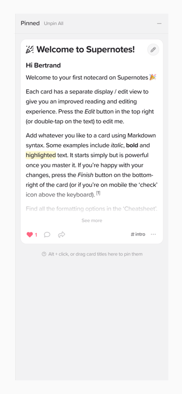 Supernotes — Drawer component