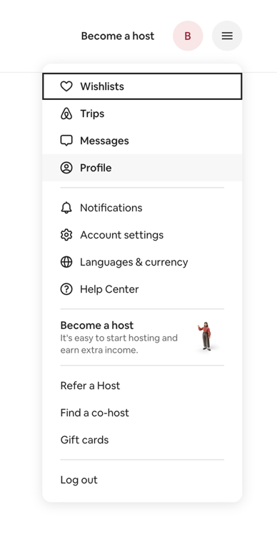 Airbnb — Dropdown menu component