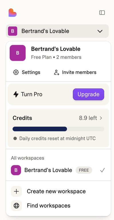Lovable — Dropdown menu component