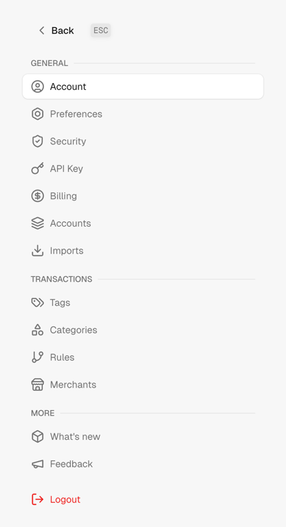 Maybe Finance — Vertical navigation component