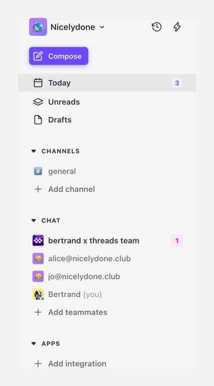 Threads — Vertical navigation component