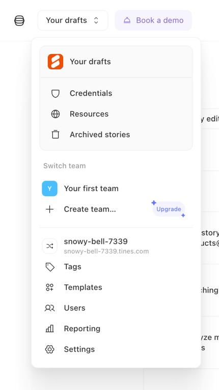 Tines — Dropdown menu component