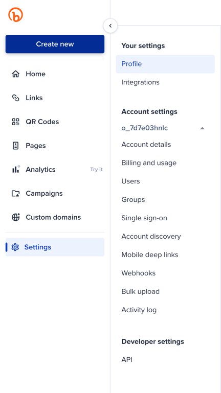 Bitly — Vertical navigation component
