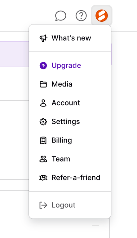 Podia — Dropdown menu component