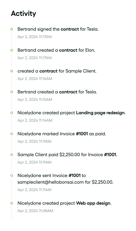 Bonsai — Timeline & history component