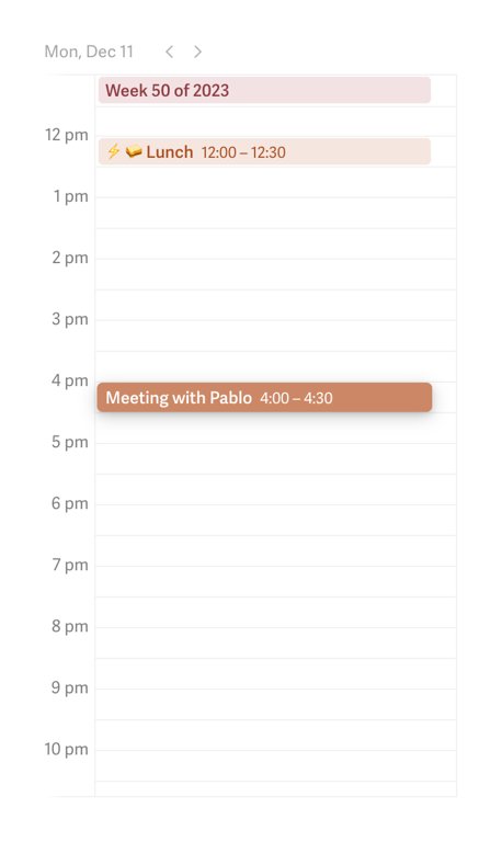 Superhuman — Timeline & history component
