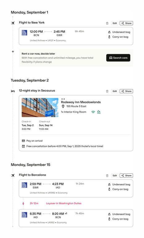 Travelperk — Timeline & history component