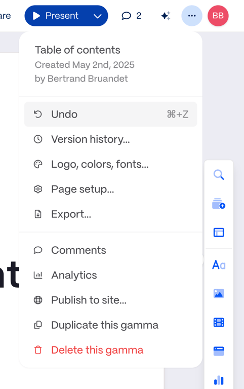 Gamma — Dropdown menu component