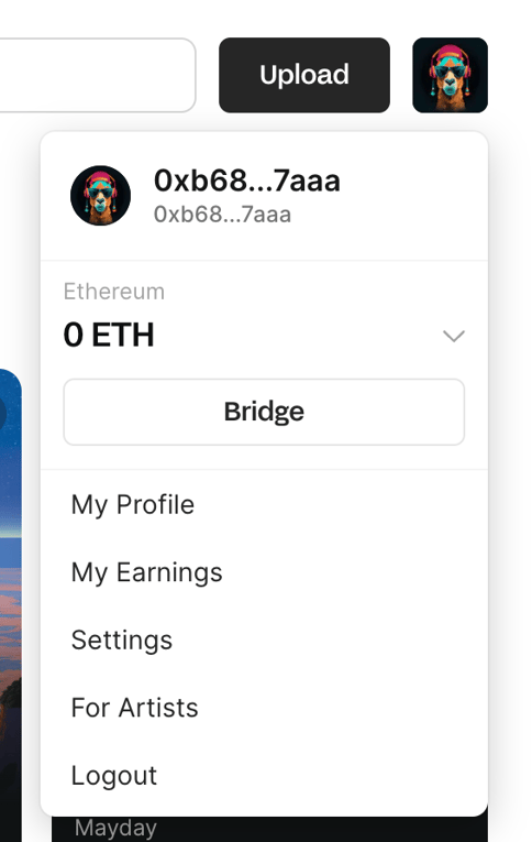 Sound.xyz — Dropdown menu component