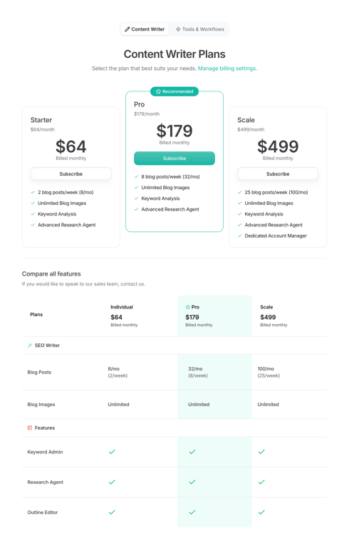 Leap — Pricing section component
