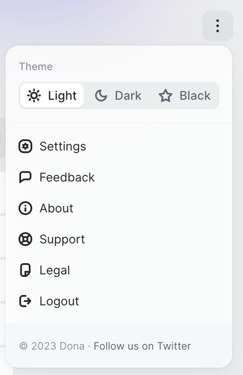 Dona — Dropdown menu component