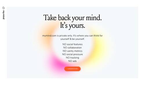 Mymind
				onboarding page example