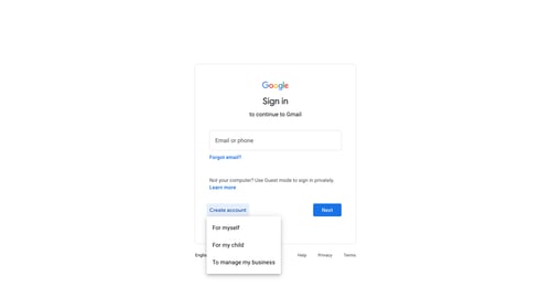 Google Mail
				signin page example