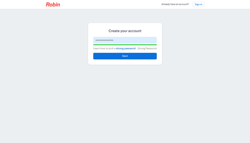 Robin
				signup page example