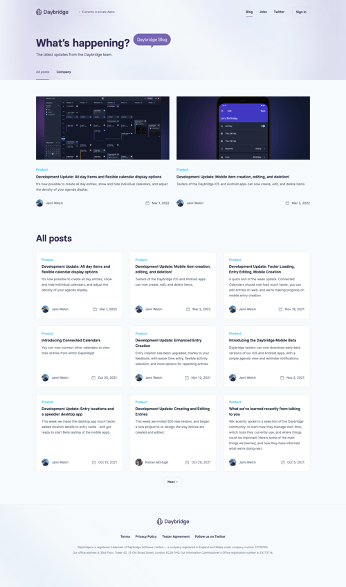 Daybridge
				blog page example