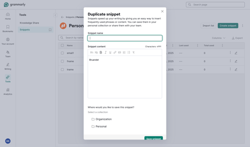 Grammarly screen example