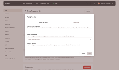 Kinsta screen example