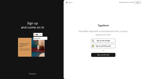 Typeform
				signup page example
