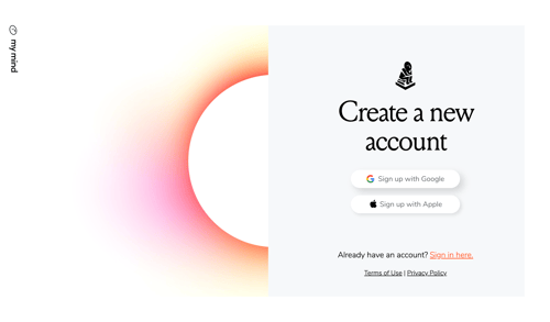 Mymind
				signup page example