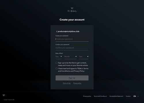 Tidal
			     ux ui design