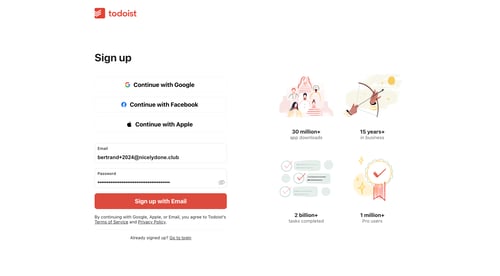 Todoist
				signup page example