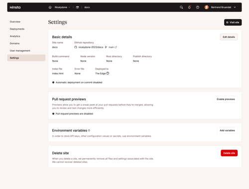 Kinsta screen example