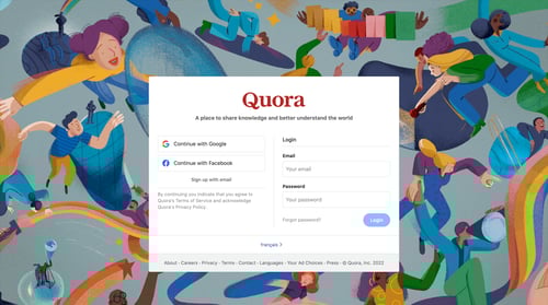 Quora
				signup page example
