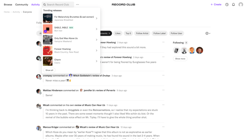 Record club
			     ux ui design