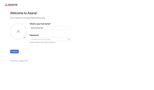 Asana
				signup page example