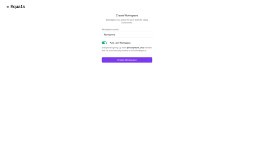 Equals
				account setup page example