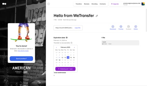 WeTransfer
				landing page page example