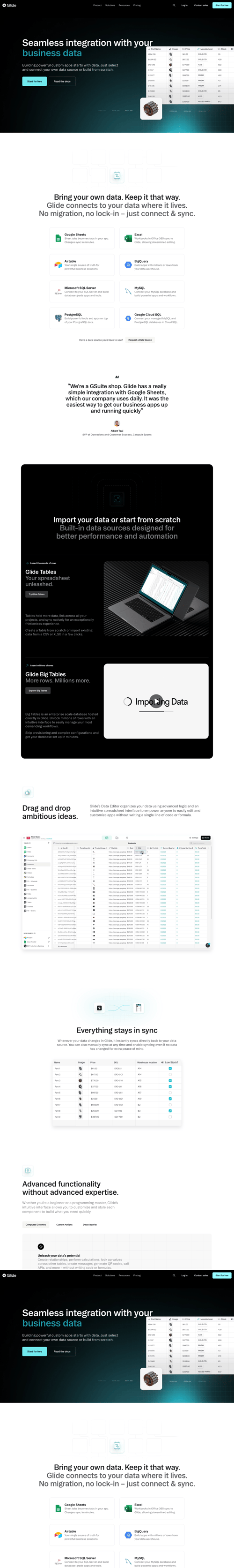 Glide
				integrations page example