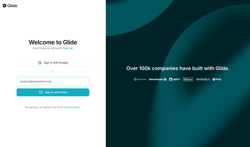 Glide
				signin page example