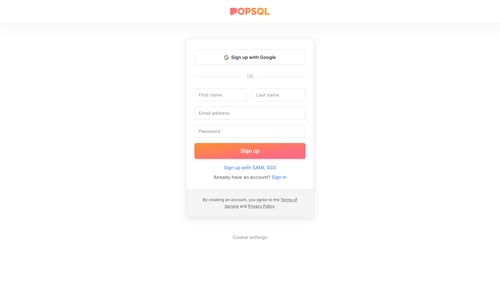 PopSQL
				signup page example