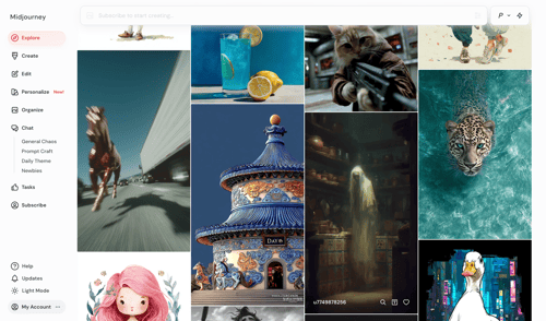 Midjourney
				home page example