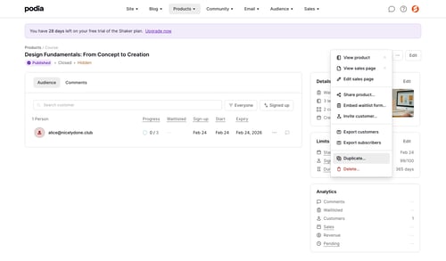 Podia
			           ux ui design