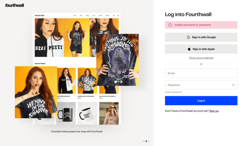 Fourthwall
				signin page example