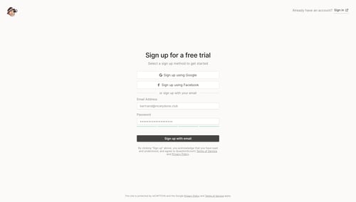 QuestionScout
				signup page example
