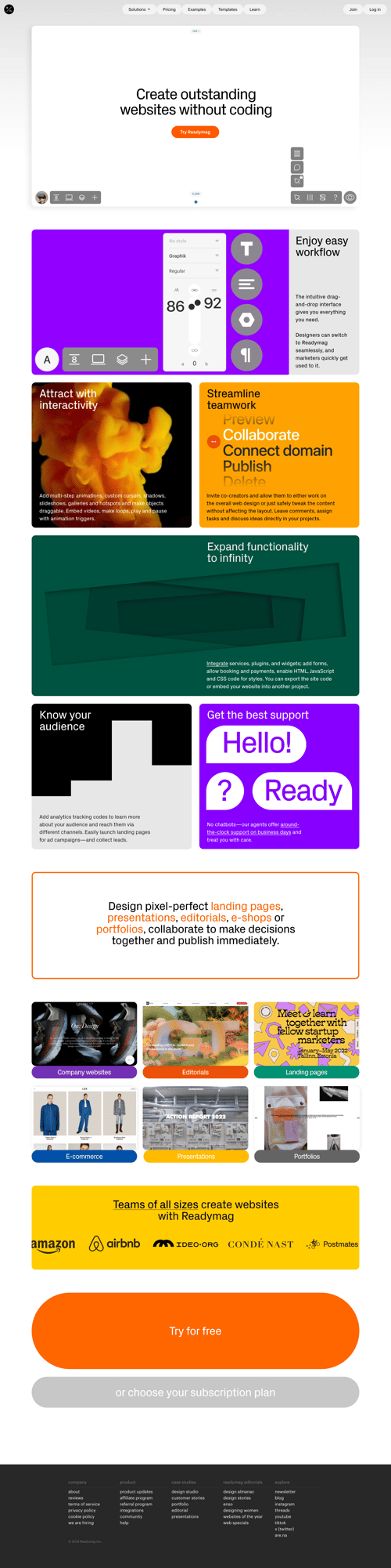 Readymag
				 page example