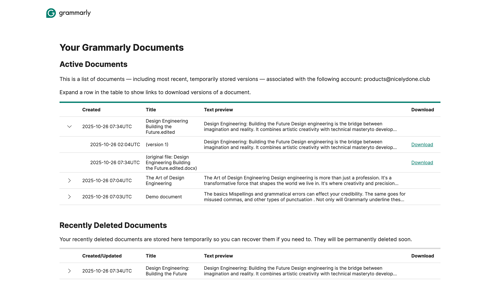 Grammarly screen example