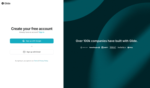 Glide
				signup page example