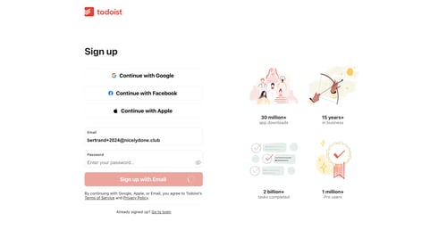 Todoist
				signup page example