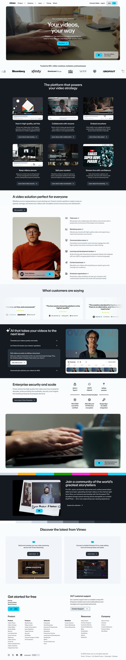 Vimeo screen example