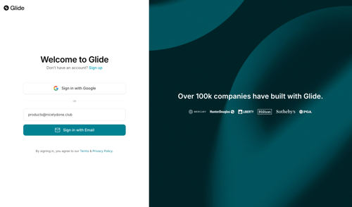 Glide
				signin page example
