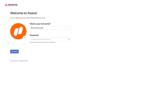 Asana
				signup page example