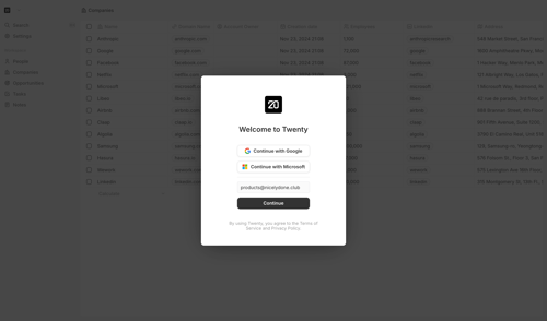 Twenty
				signup page example
