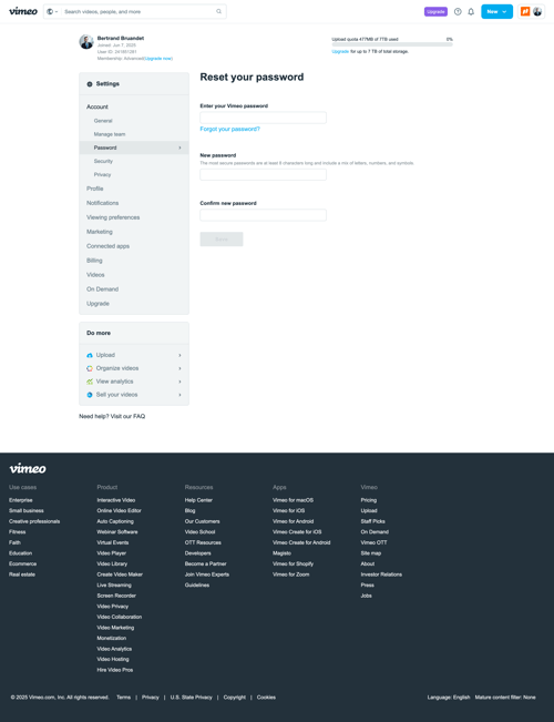 Vimeo screen example
